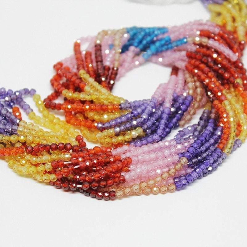 Natural Multi Color Zircon Faceted Rondelle Beads 3mm 16inches - Jalvi & Co.