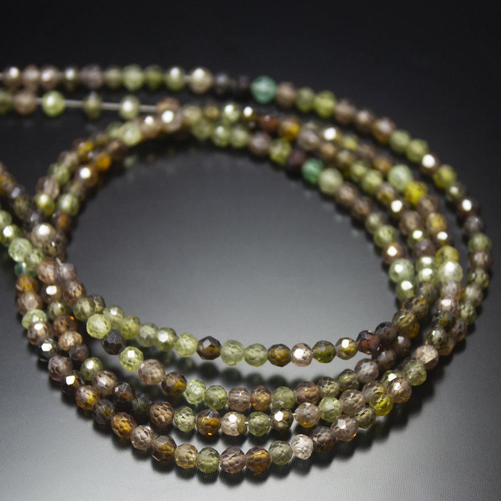 Natural Multi Color Zircon Faceted Rondelle Beads 3mm 3.5mm 14inches - Jalvi & Co.