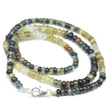 Natural Multi Colour Sapphire Smooth Rondelle Gemstone Beads Necklace 18