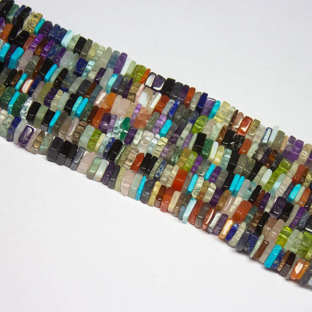 Natural Multi Gemstone Heishi Square Smooth Polished Beads 5mm 16" - Jalvi & Co.