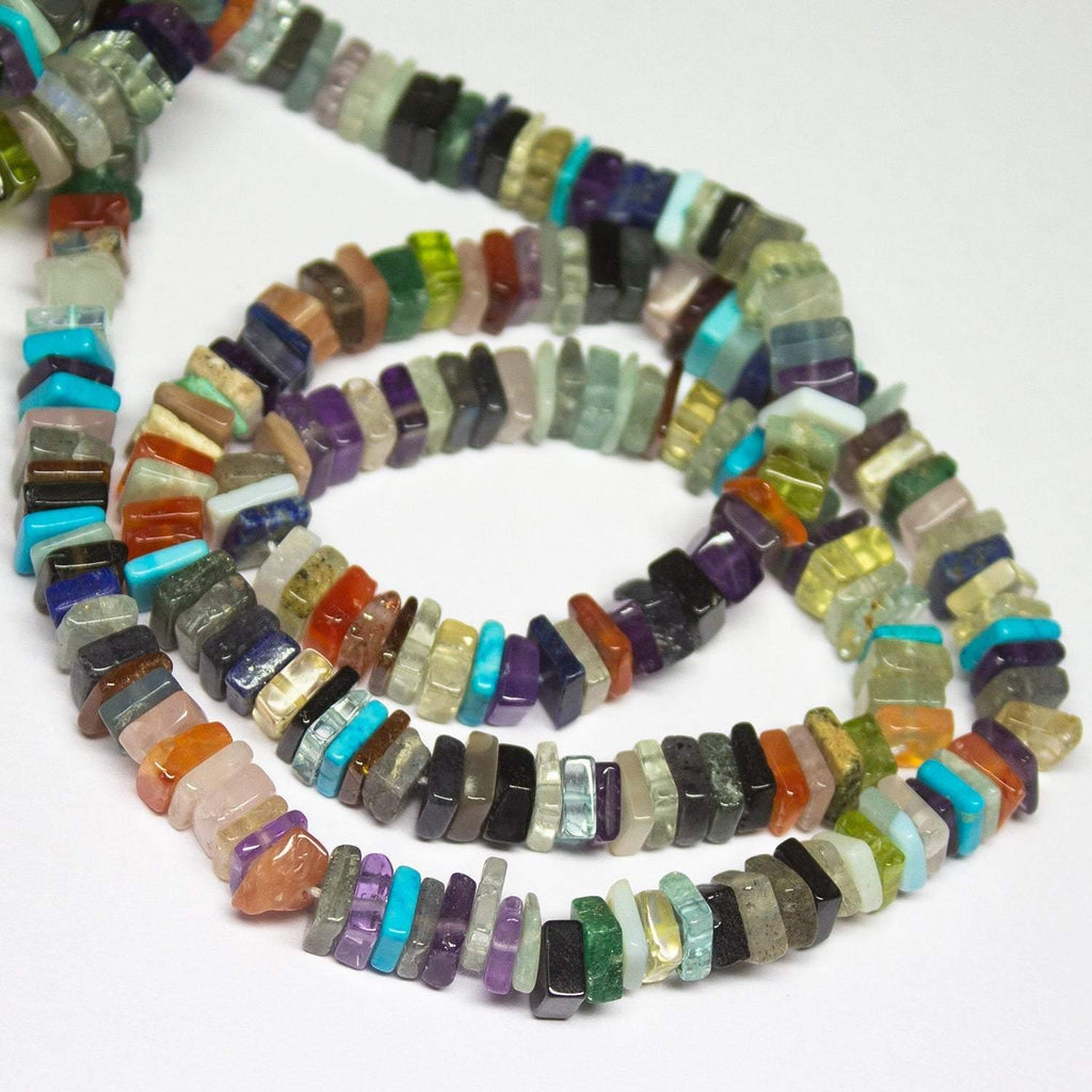 Natural Multi Gemstone Heishi Square Smooth Polished Beads 5mm 16" - Jalvi & Co.