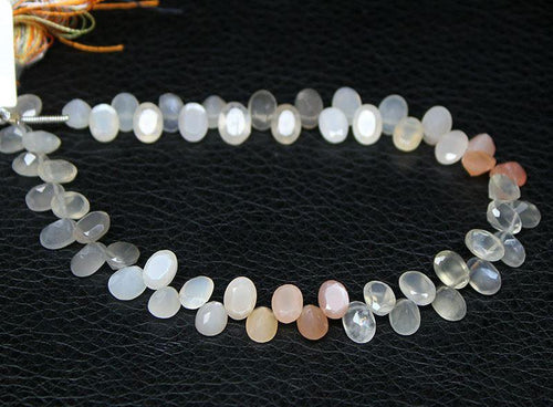 Natural Multi Moonstone Faceted Oval Gemstone Loose Beads Strand 7mm 8