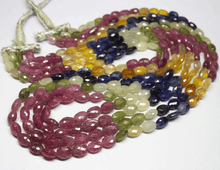 Load image into Gallery viewer, Natural Multi Sapphire Faceted Oval Nugget Gemstone Beads Strand 22&quot; 6mm 9mm - Jalvi &amp; Co.