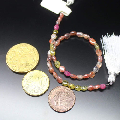 Natural Multi Sapphire Gemstone Smooth Oval Gemstone Loose Beads Strand 4mm 5mm 8