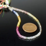 Natural Multi Sapphire Micro Faceted Gemstone Rondelle Beads Strand 7