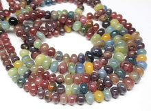 Load image into Gallery viewer, Natural Multi Sapphire Smooth Rondelle Beads Loose Gemstone Strand 8&quot; 7mm 12mm - Jalvi &amp; Co.