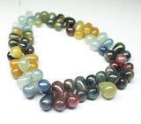 Natural Multi Sapphire Smooth Tear Drop Beads Briolette Strand 10mm 15mm 9