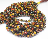 Natural Multi Tigers Eye Smooth Polished Round Ball Gemstone Bead Strand 16