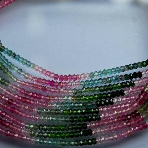 Natural Multi Tourmaline Faceted Rondelle Loose Gemstone Spacer Beads 13