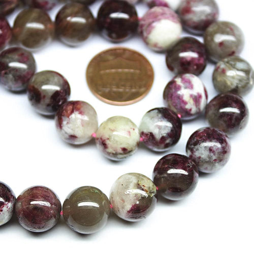 Natural Multi Tourmaline Smooth Round Gemstone Loose Craft Beads Strand 15