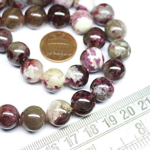 Natural Multi Tourmaline Smooth Round Gemstone Loose Craft Beads Strand 15