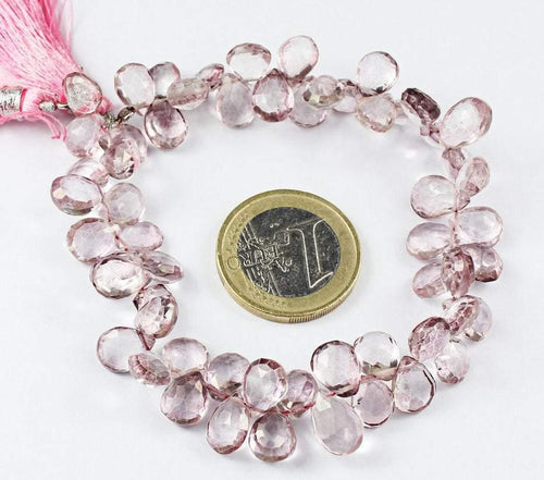 Natural Mystic Champagne Quartz Faceted Pear Drops Beads 9mm 11mm 8inches - Jalvi & Co.