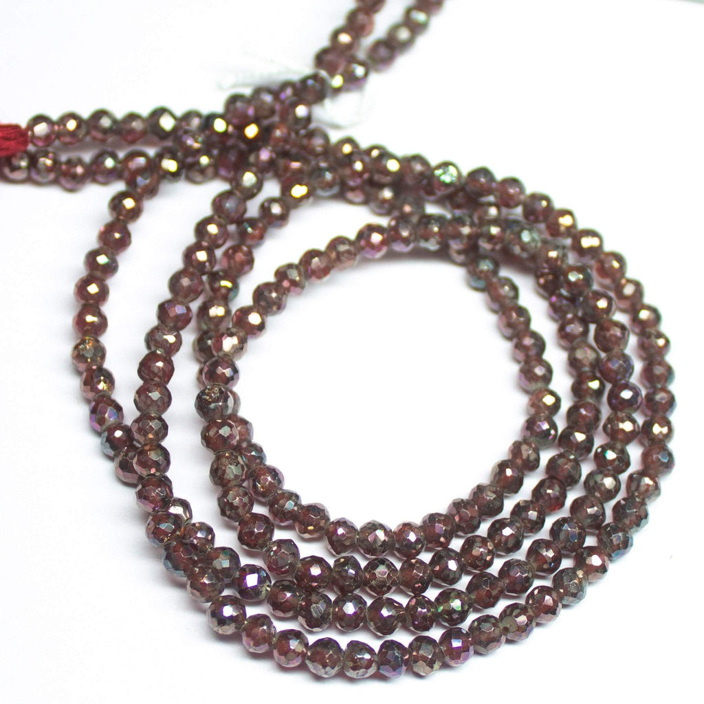 Natural Mystic Coated Red Garnet Faceted Round Cut Gemstone Loose Beads 4mm 4" - Jalvi & Co.