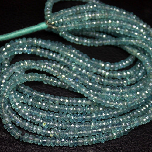 Natural Mystic Coated Sky Blue Apatite Faceted Rondelle Loose Gemstone Beads 7
