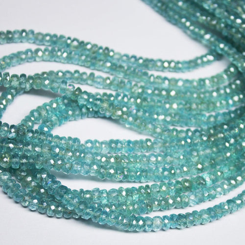 Natural Mystic Coated Sky Blue Apatite Faceted Rondelle Loose Gemstone Beads 7