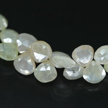 Load image into Gallery viewer, Natural Mystic Green Prehnite Faceted Heart Briolette Gemstone Beads 4&quot; 7mm 8mm - Jalvi &amp; Co.