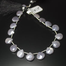 Load image into Gallery viewer, Natural Mystic Grey Moonstone Faceted Heart Drop Beads 10mm 10.5mm 8inches - Jalvi &amp; Co.