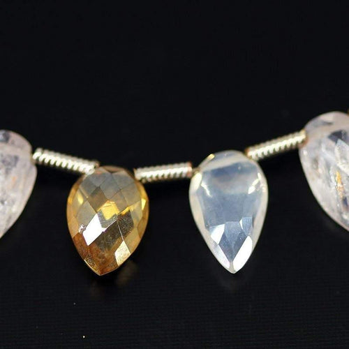 Natural Mystic Multi Gemstone Faceted Loose Drop Dangle Beads Strand 8mm 10mm 4