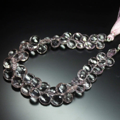 Natural Mystic Pink Quartz Faceted Heart Drop Beads 8mm 10.5mm 8inches - Jalvi & Co.