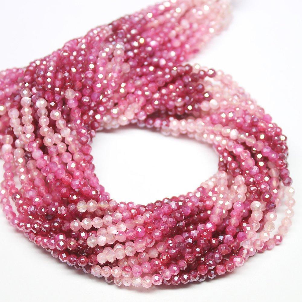 Natural Mystic Pink Shaded Moonstone Micro Faceted Loose Rondelle Beads 13" 3mm - Jalvi & Co.