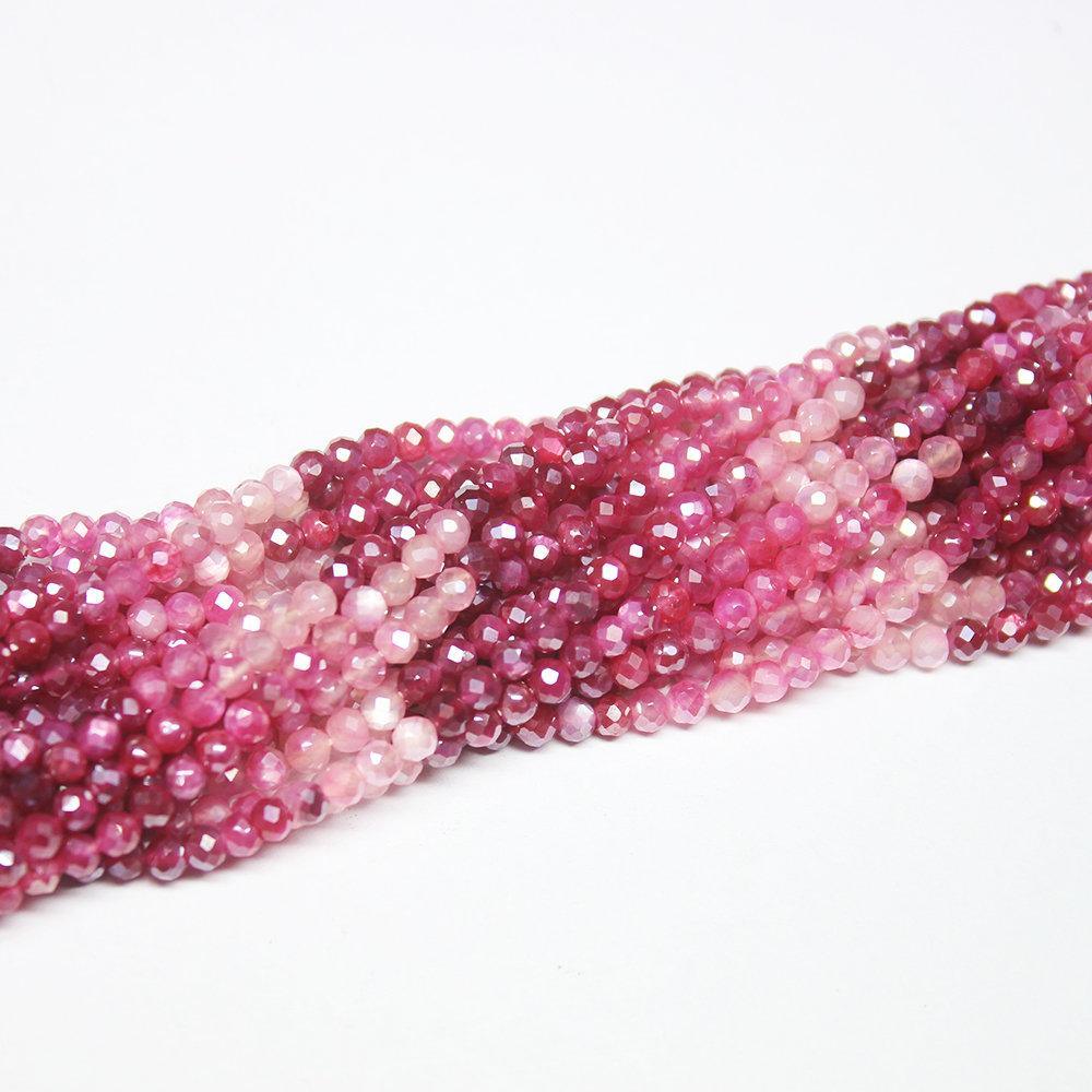 Natural Mystic Pink Shaded Moonstone Micro Faceted Loose Rondelle Beads 13" 3mm - Jalvi & Co.