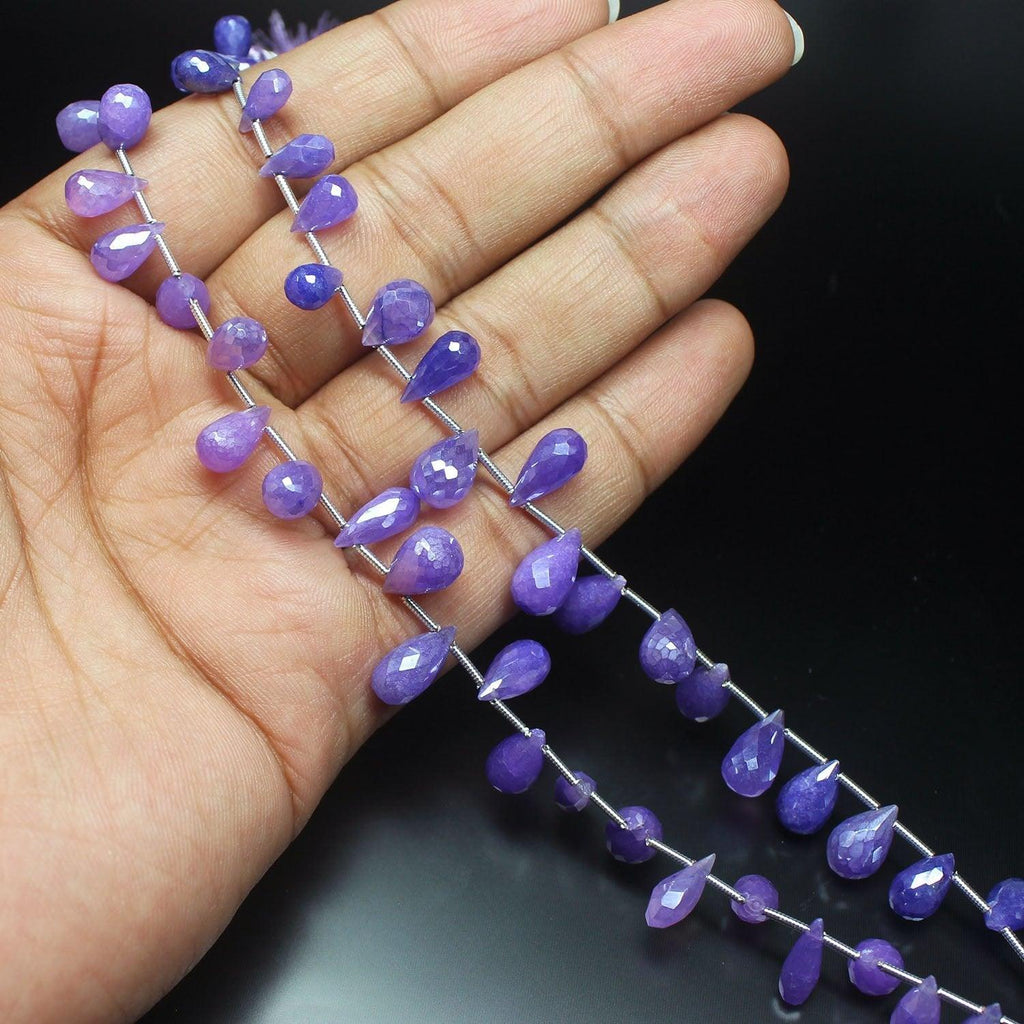 Natural Mystic Purple Quartz Faceted Teardrop Beads 14mm 15mm 8inches - Jalvi & Co.