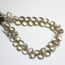 Load image into Gallery viewer, Natural Mystic Smoky Quartz Faceted Heart Drop Beads 7mm 8mm 8&quot; - Jalvi &amp; Co.