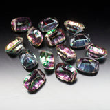 Natural Mystic Topaz Faceted Cushion Side Drilled Loose Pair Beads 2 Pair 14mm