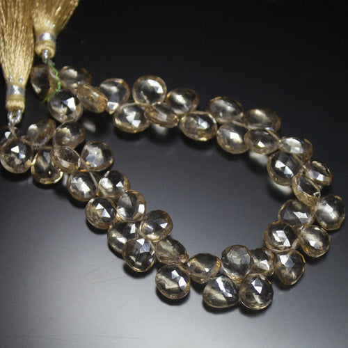 Natural Mystic Yellow Quartz Faceted Heart Drop Beads 8mm 9mm 8