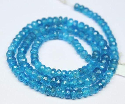 Natural Neon Blue Apatite Faceted Loose Rondelle Beads Strand 4mm 4.5mm 14