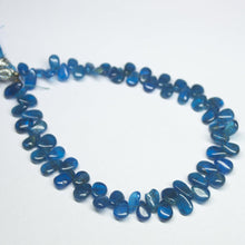 Load image into Gallery viewer, Natural Neon Blue Apatite Smooth Pear Drop Beads 6.5mm 8mm 8&quot; - Jalvi &amp; Co.