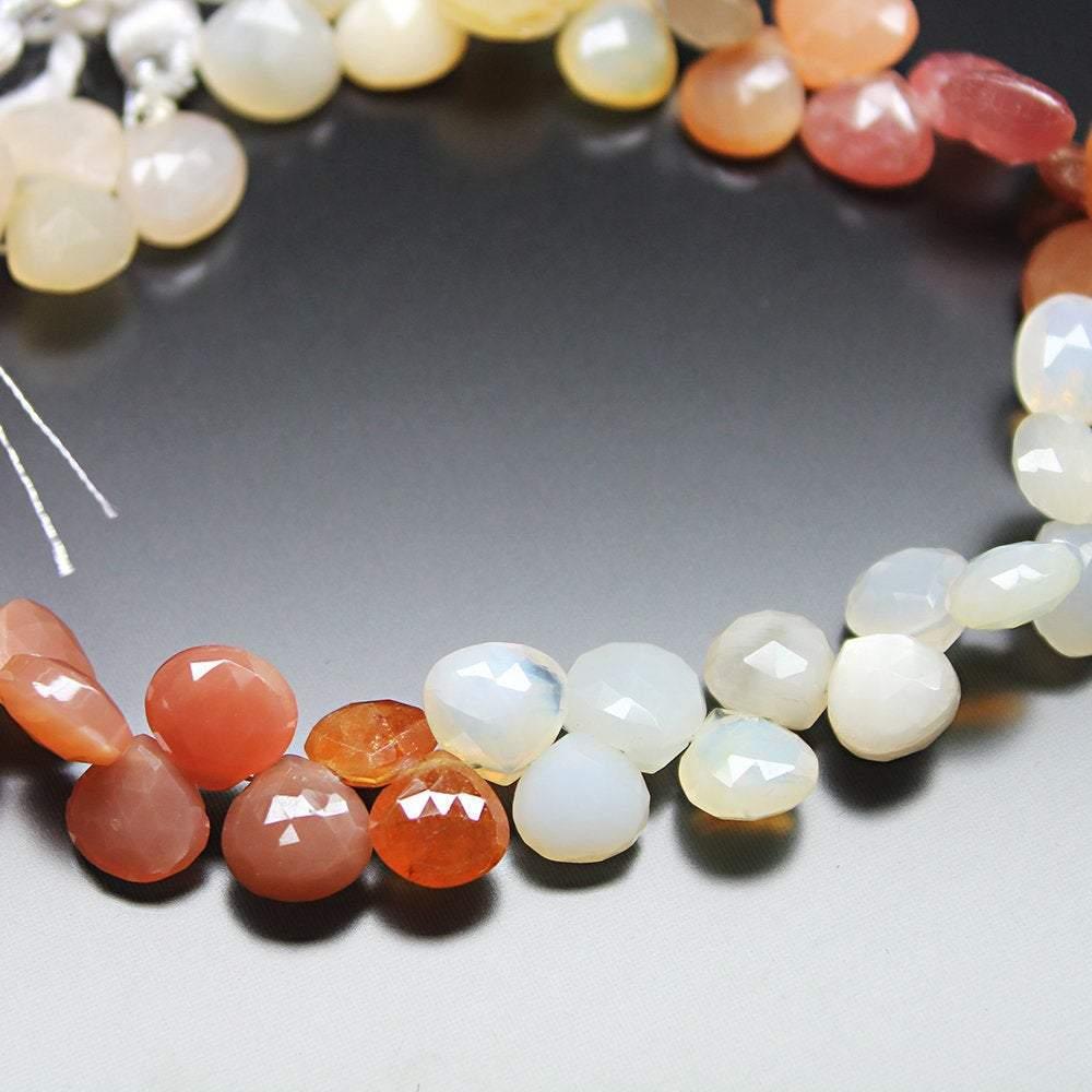 Natural Opal Faceted Heart Loose Gemstone Bead Strand 8mm 9mm 4" - Jalvi & Co.