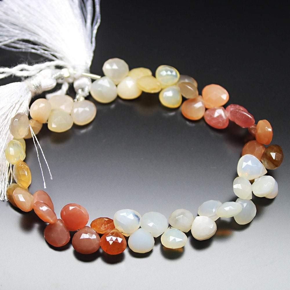 Natural Opal Faceted Heart Loose Gemstone Bead Strand 8mm 9mm 4" - Jalvi & Co.