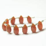 Natural Orange Carnelian Chalcedony Faceted Teardrop Beads 10mm 5mm 10pc