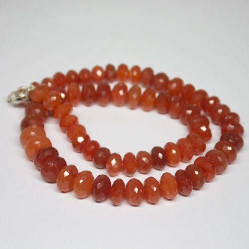 Natural Orange Carnelian Faceted Rondelle Beads Necklace 10mm 13mm 20inches - Jalvi & Co.
