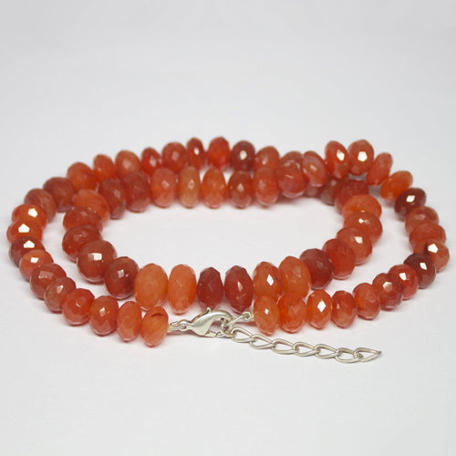 Natural Orange Carnelian Faceted Rondelle Beads Necklace 10mm 13mm 20inches - Jalvi & Co.