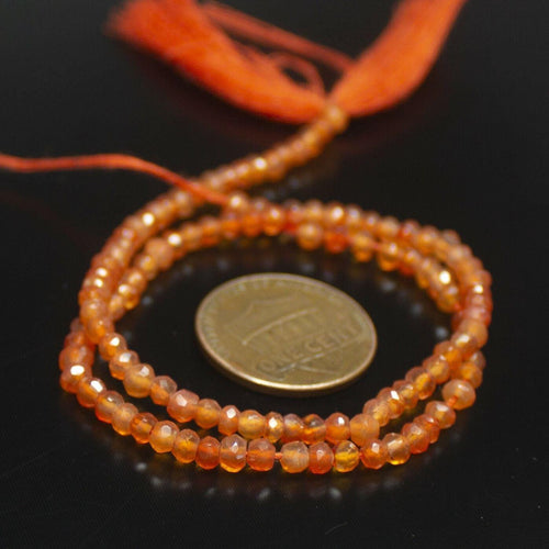 Natural Orange Carnelian Faceted Rondelle Gemstone Beads Strand 10