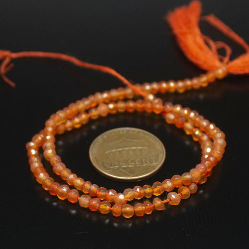 Natural Orange Carnelian Faceted Rondelle Gemstone Beads Strand 10