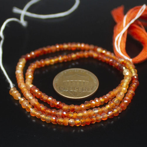 Natural Orange Carnelian Faceted Rondelle Gemstone Beads Strand 13