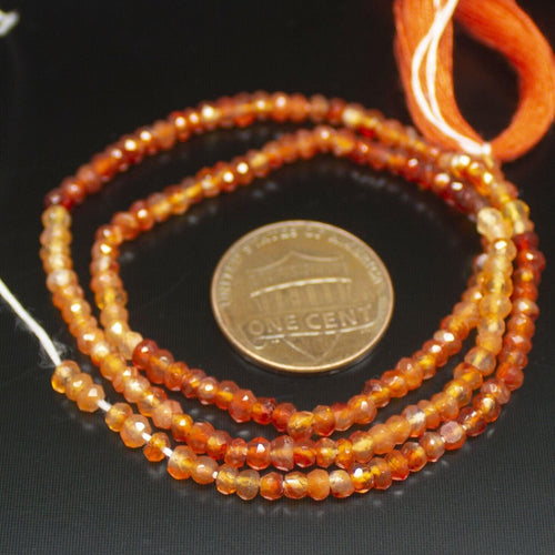 Natural Orange Carnelian Faceted Rondelle Gemstone Beads Strand 13