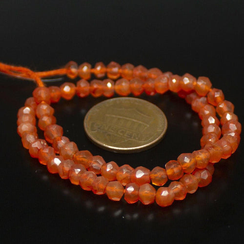 Natural Orange Carnelian Faceted Rondelle Gemstone Beads Strand 9