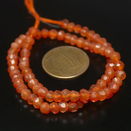 Natural Orange Carnelian Faceted Rondelle Gemstone Beads Strand 9