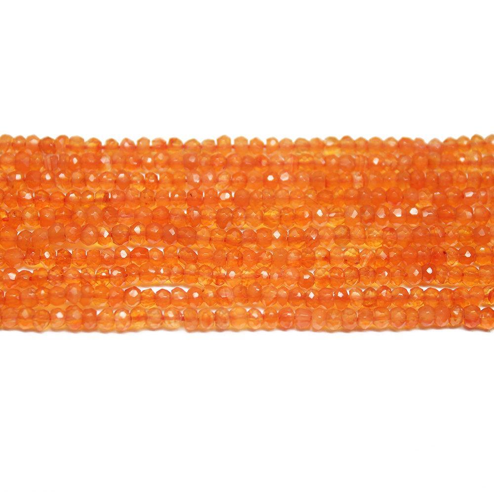 Natural Orange Carnelian Faceted Rondelle Loose Gemstone Beads 13" 2.5mm 3mm - Jalvi & Co.
