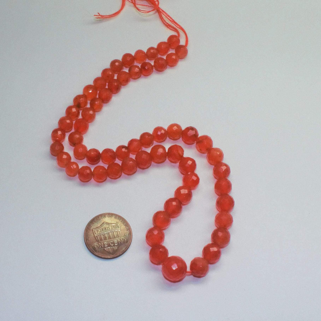 Natural Orange Carnelian Gemstone Faceted Ball Round Beads Necklace 12" 6mm 9mm - Jalvi & Co.