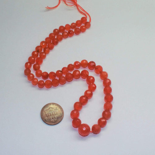 Natural Orange Carnelian Gemstone Faceted Ball Round Beads Necklace 12