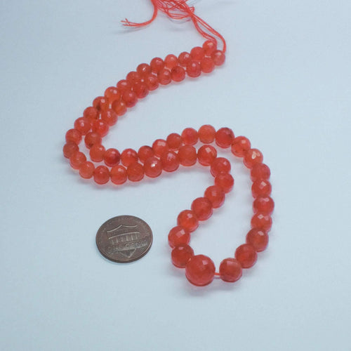 Natural Orange Carnelian Gemstone Faceted Ball Round Beads Necklace 12