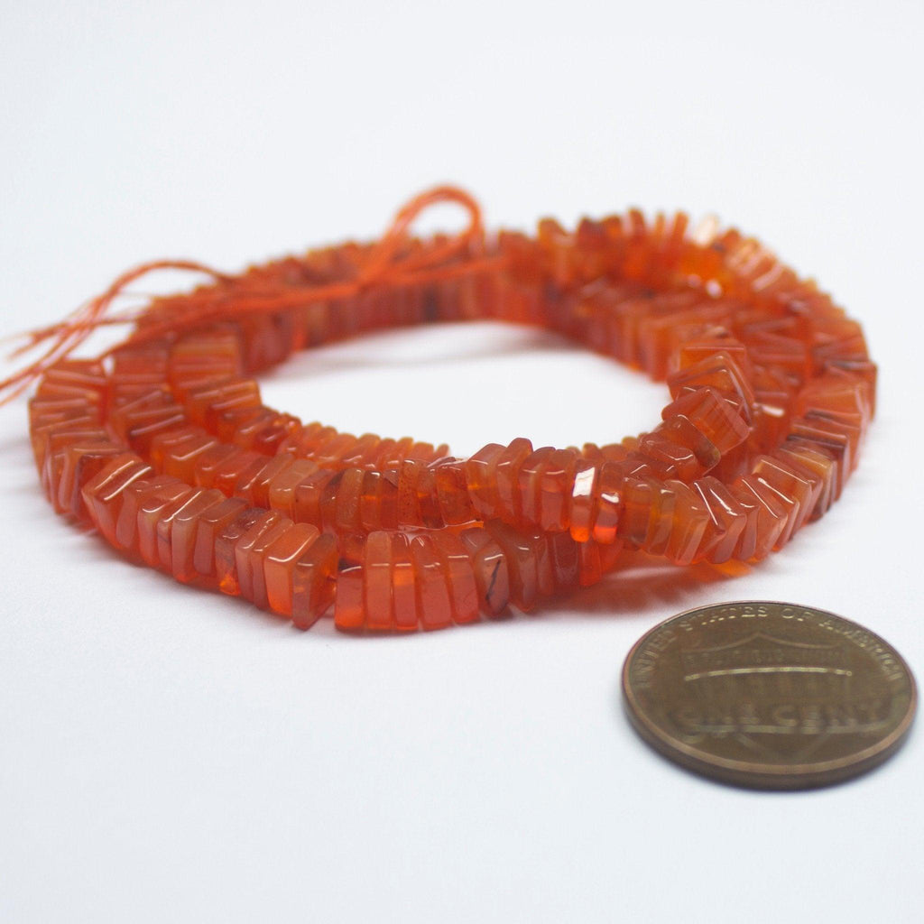 Natural Orange Carnelian Smooth Heishi Cube Beads Gemstone Strand 4.5-5mm 14.5" - Jalvi & Co.