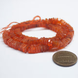 Natural Orange Carnelian Smooth Heishi Cube Beads Gemstone Strand 4.5-5mm 14.5
