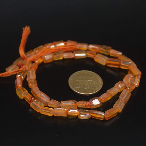 Natural Orange Carnelian Smooth Rectangle Gemstone Beads Strand 14