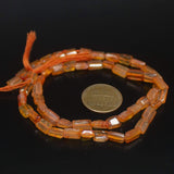 Natural Orange Carnelian Smooth Rectangle Gemstone Beads Strand 14